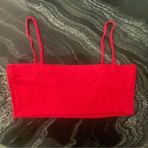 Emma & Sam Red Ribbed Bralette Crop Top